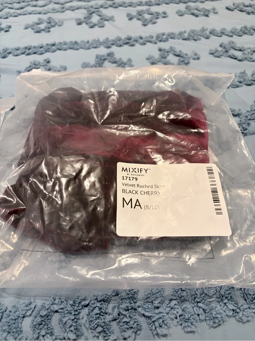 Weissman Burgundy Velvet Dance Costume Set MA Crossover Top & Ruched Skirt